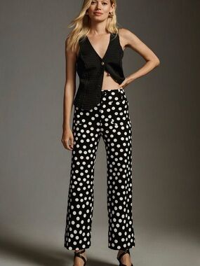 NEW- Maeve Black and White Polka Dot Colette Pants - Size 32/14